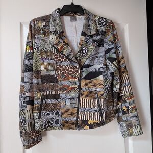 Wild Patchwork Animal Print Blazer